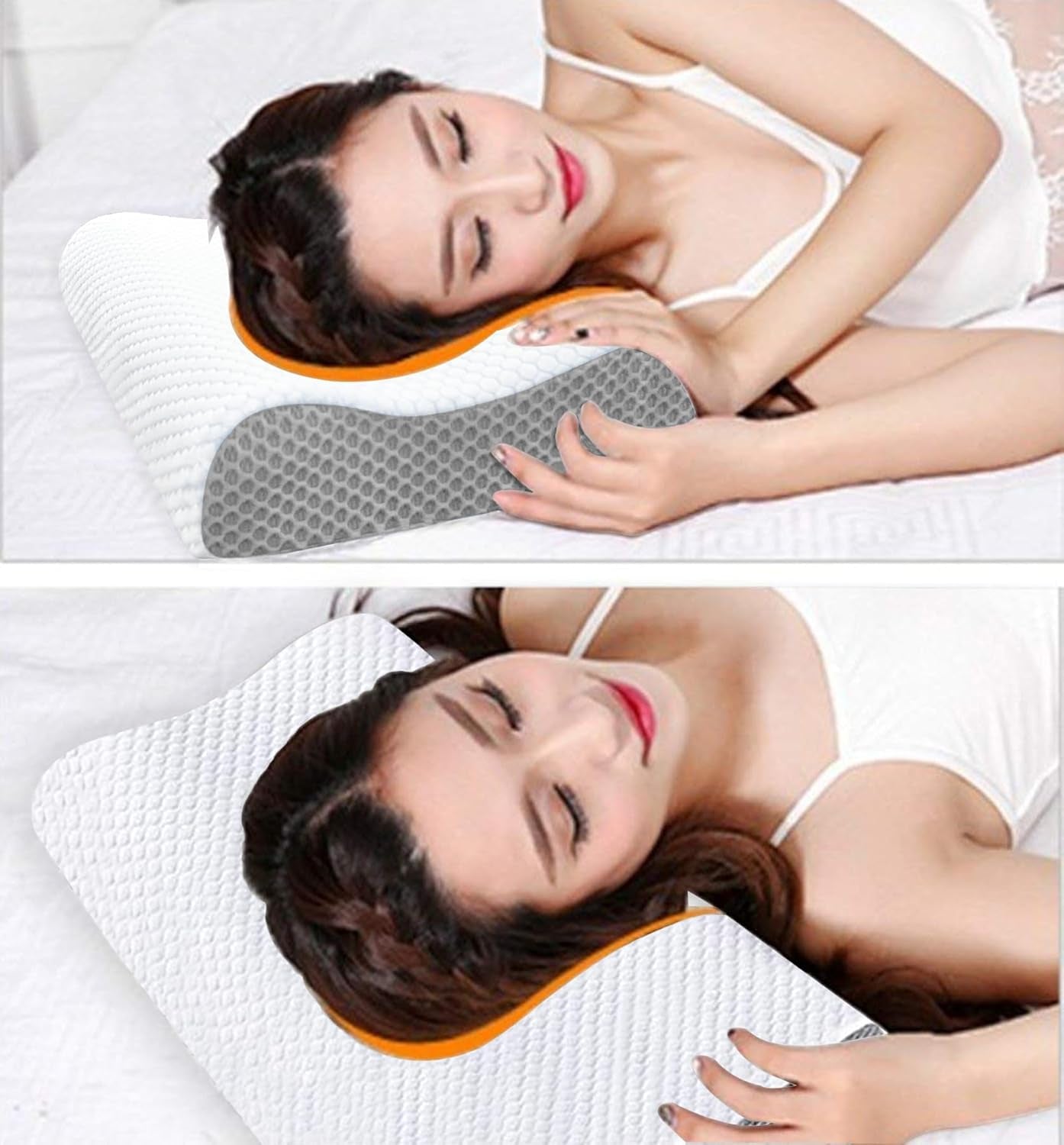 Ecosafeter Cuscino Memory Foam Supporto Collo Cuscino Collo ergonomico per Diverse Posizioni del Sonno con Fodera Sfoderabile Cuscini Ortopedici Cervicali Naty Shop