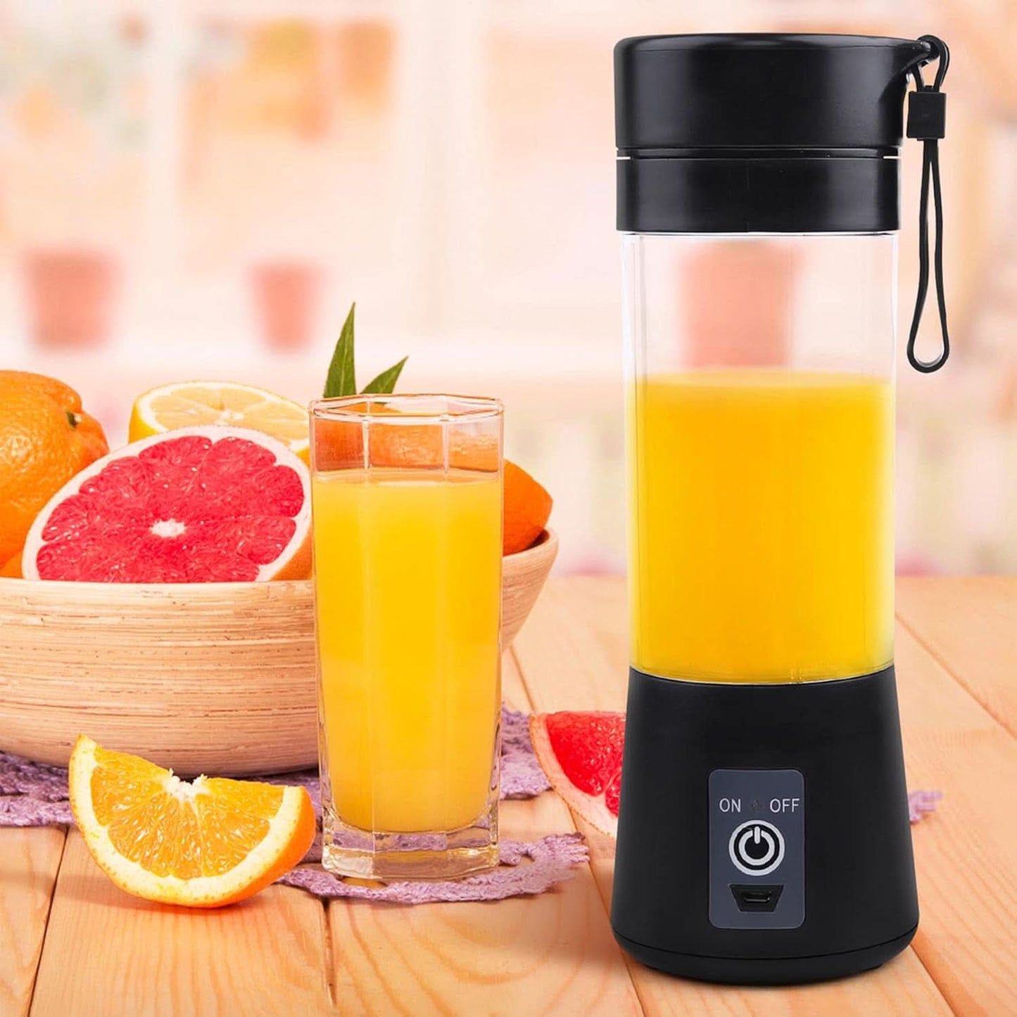 Mixer Smoothie Maker Tragbarer Entsafter: 380Ml Standmixer Shaker personale Proteinshake Mit 6 Edelstahlmesser Tragbar-Bpa-Freie Mit Usb-Mixbecher Für Shakes,Saftoutdoor,Schwarz Bucatarie Naty Shop