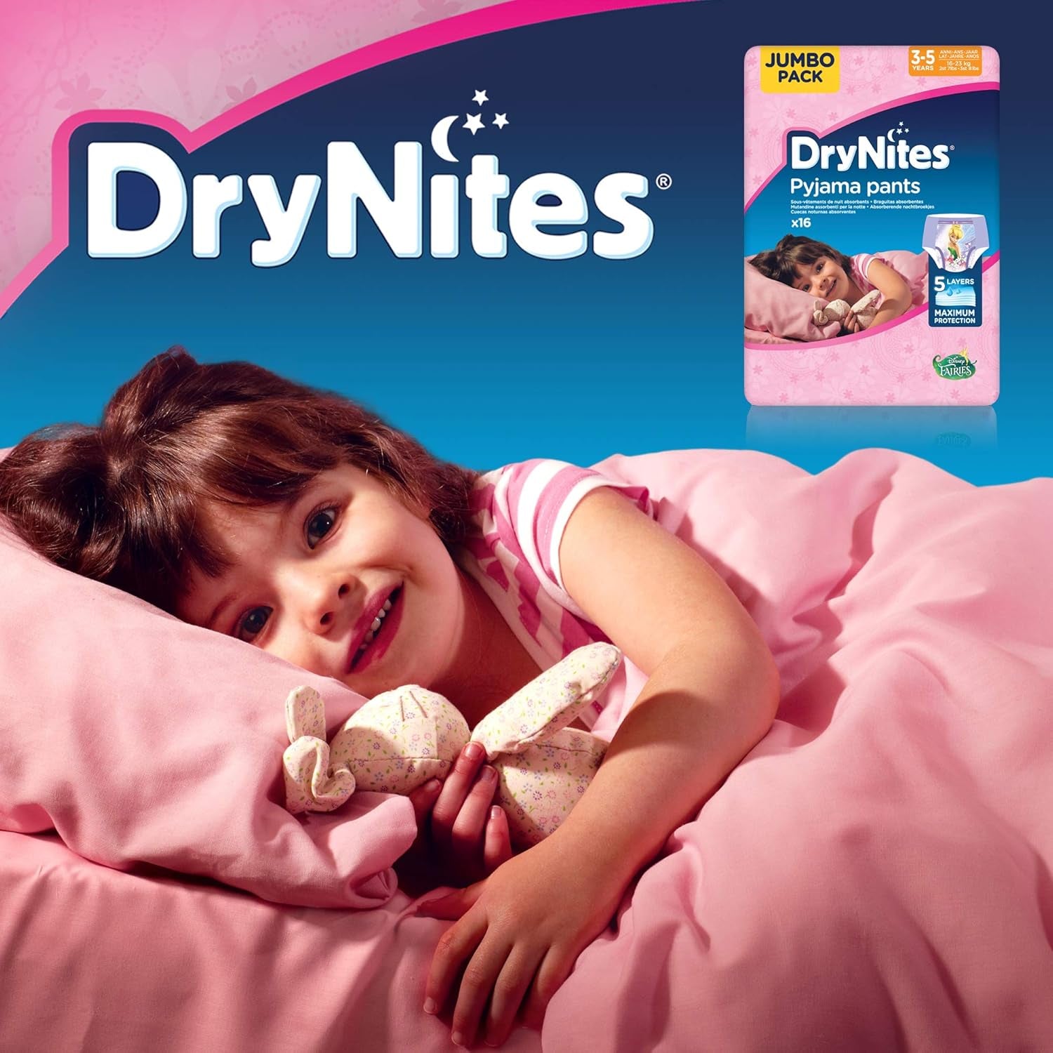 Pantaloni pigiama DryNites per ragazze 3-5 anni 1 confezione (1 x 16 pezzi)