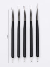 Nagelkunst-Pinsel, 5 Stück, Nailart-Pinsel, Punktierstift-Werkzeuge, Malkunst-Design-Pinsel-Set Für Lange Linien, Dünne Details, Feine Zeichnungsgrößen 7/9/11/15/22 Mm, Nero