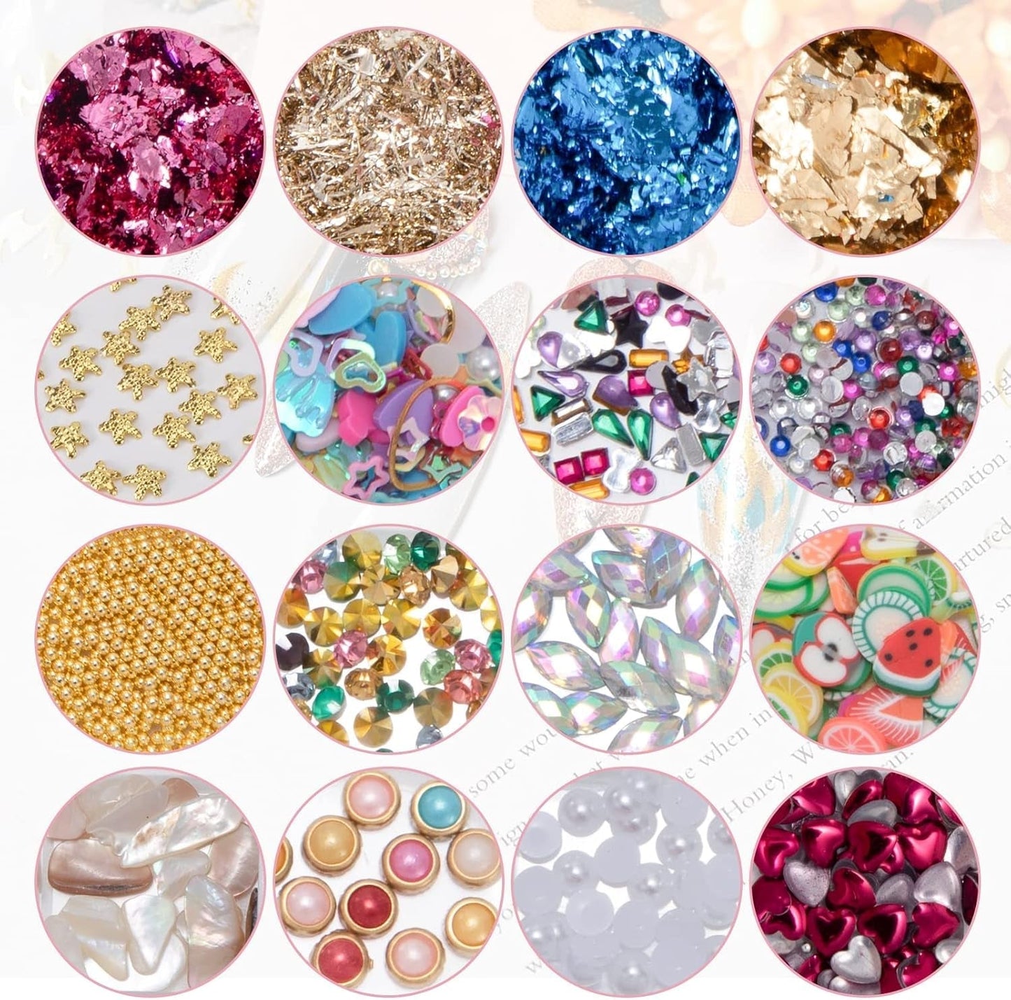 7 Boxen Strasssteine ​​​​Nägel, Kit Nail Art Strass Nagelglitzer Paillettes Nagel-Edelsteinen Kristalle Perlen Diamanten Metall Nieten Für DIY Dekoration Nageldesign (Multicolor)
