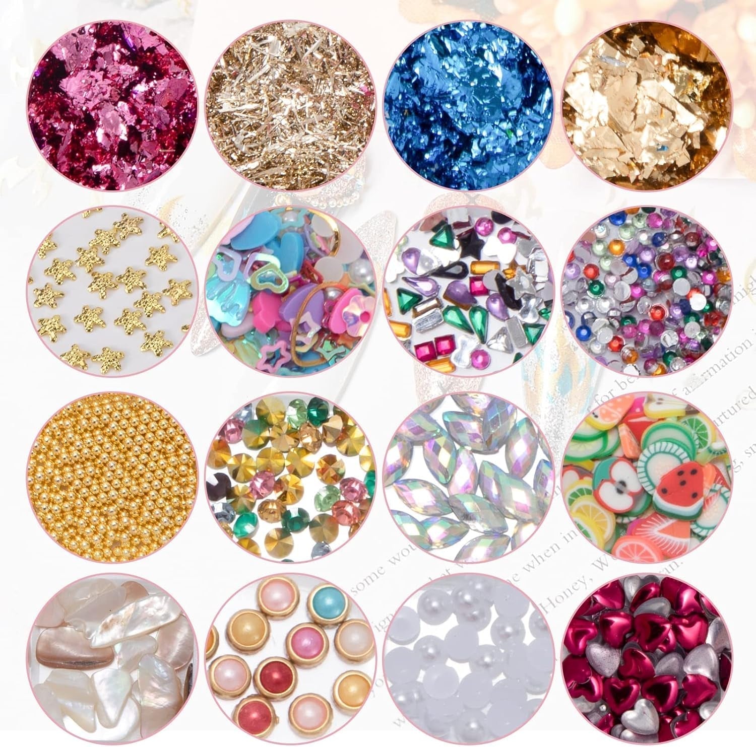 7 Boxen Strasssteine ​​​​Nägel, Kit Nail Art Strass Nagelglitzer Paillettes Nagel-Edelsteinen Kristalle Perlen Diamanten Metall Nieten Für DIY Dekoration Nageldesign (Multicolor)