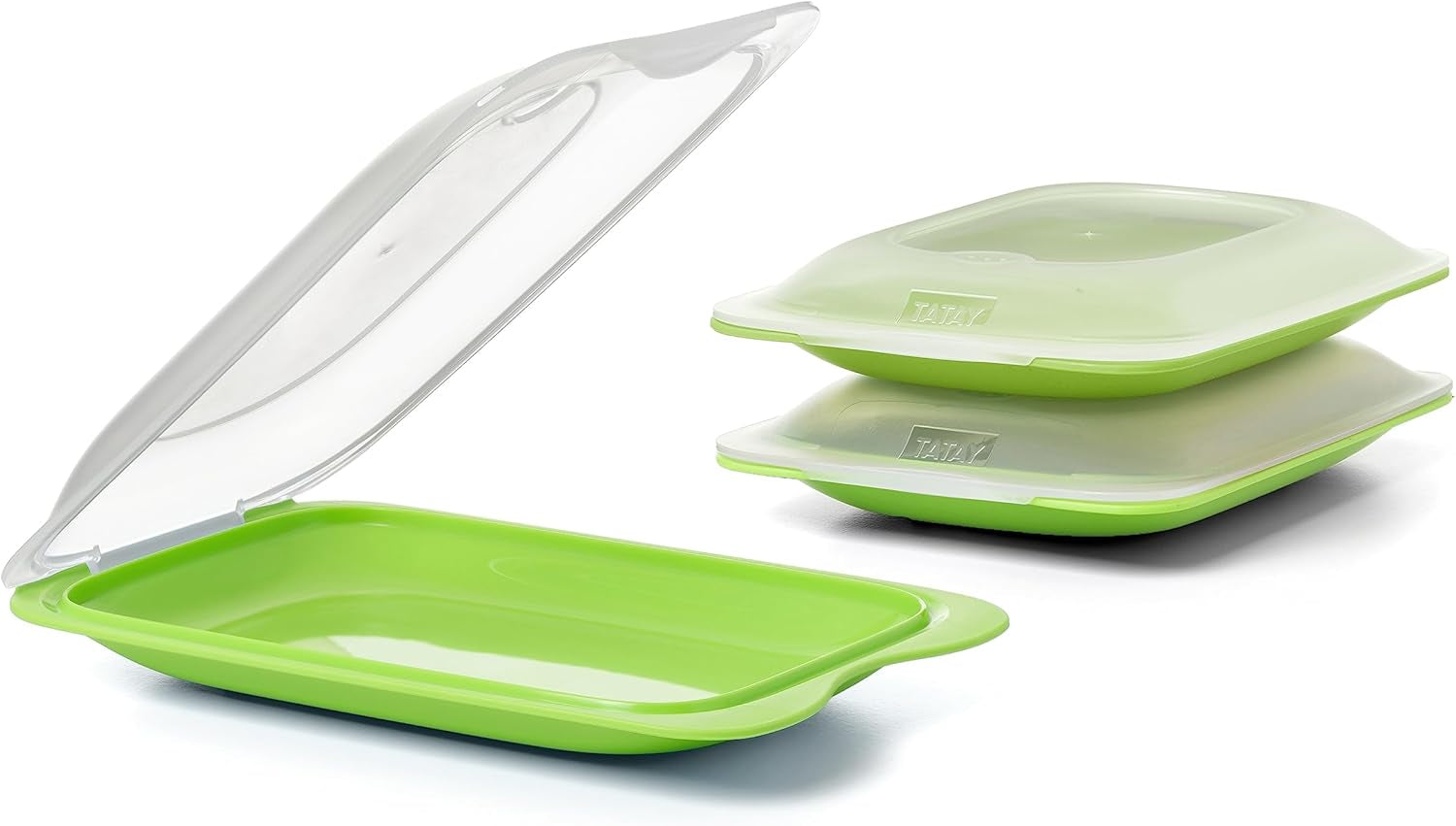 TATAY Fresh Slicer Box Set da 4, senza BPA, riutilizzabile, impilabile, lavabile in lavastoviglie e MWO, colori casuali. Misura 17 cm x 3,2 cm x 25,2 cm Naty Shop Scatole per alimenti Contenitore per salsicce - Set di 3 - Mini