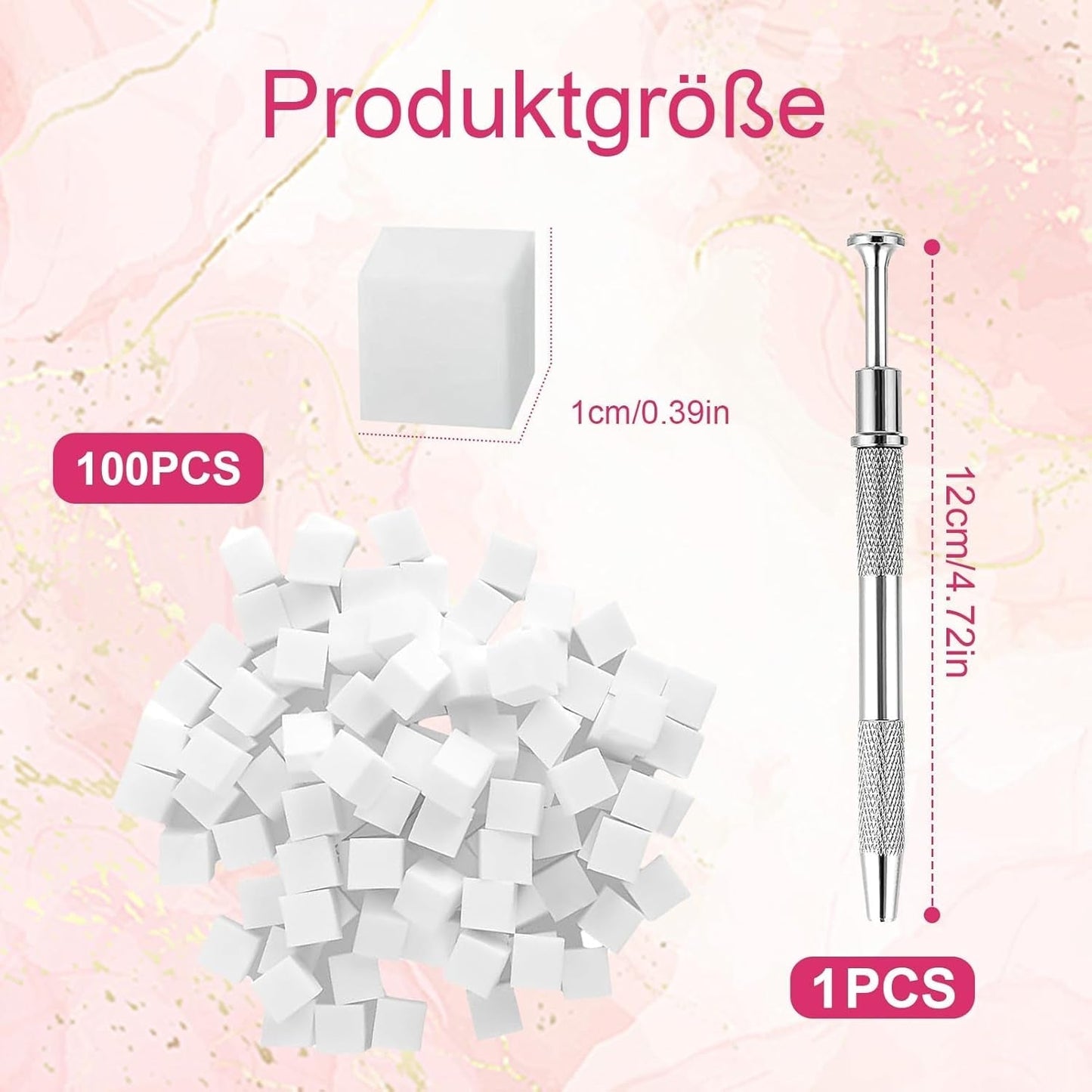 100 Stk Nail Art Schwamm con metallo, decorazioni per unghie, Baby Boomer, opera di rendering con blocchi di greifer, manicure gradiente Nail Art Schwamm, per set di pin, Nägel, decorazioni per unghie design