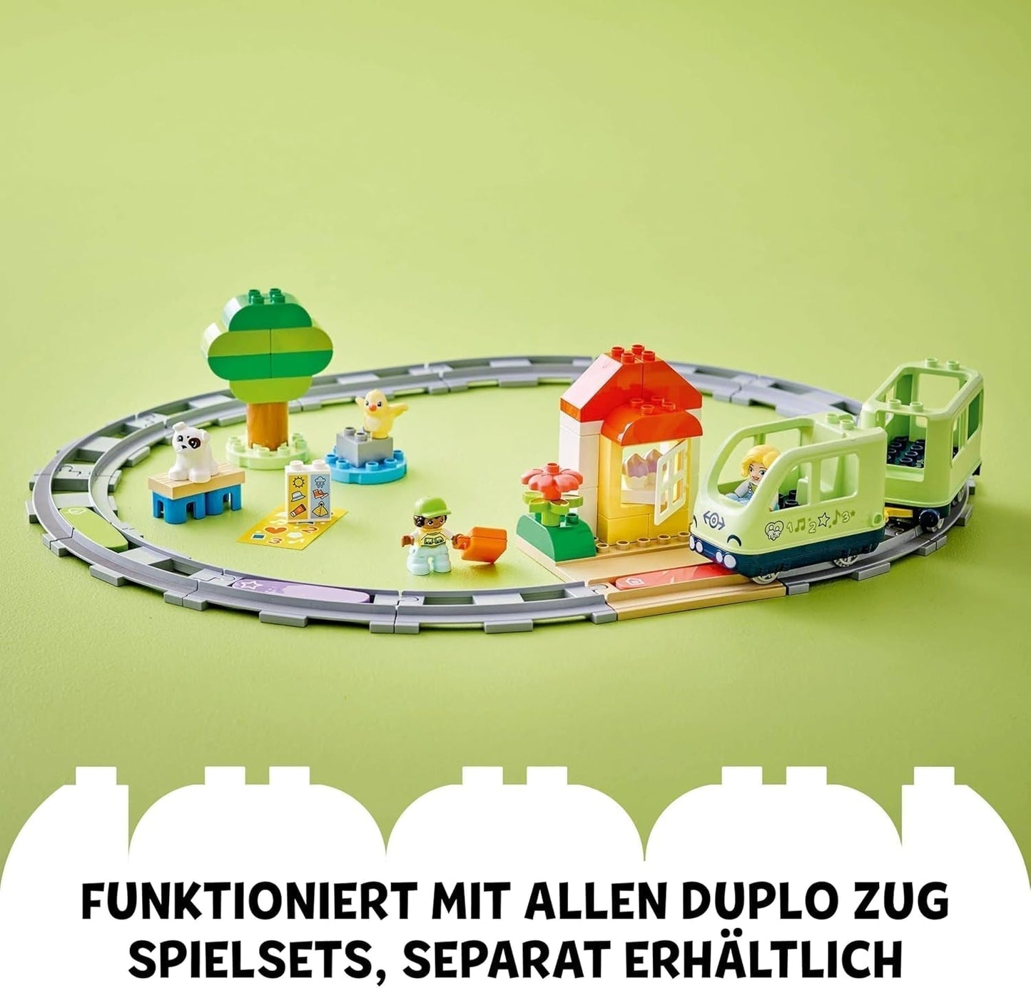 LEGO DUPLO Town Treno Avventura Interattivo, Playset con luci e suoni per il gioco di ruolo, Consente ai bambini di 2 anni di costruire binari, Giocattolo educativo prescolare 10427 Set da costruzione Besuche den LEGO-Store