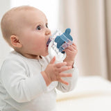 Nattou Anello da dentizione in silicone, Mouse, Riempito ad acqua, Senza BPA, 13,5 x 10,5 x 15 cm, Silicone, Blu/Bianco