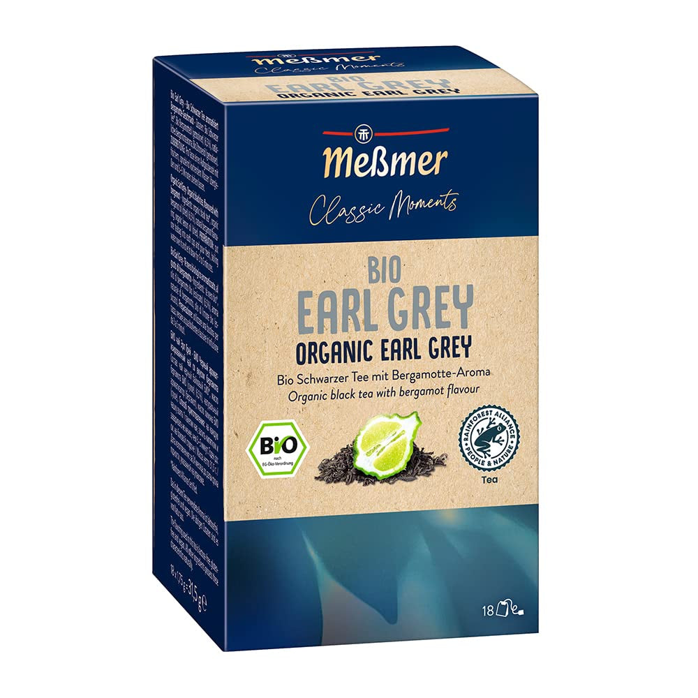 Meßmer Classic Moments Bio Earl Grey | 100% biologico | Tè nero 18 bustine di tè