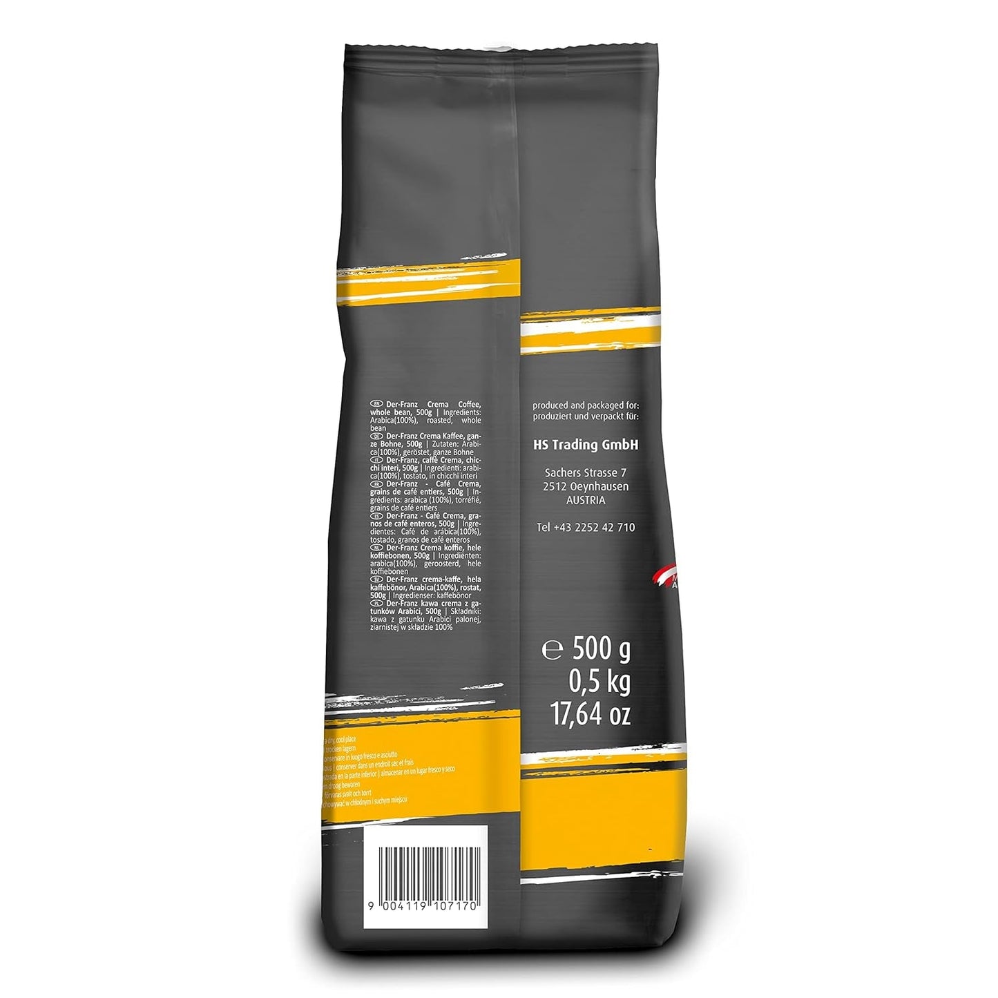 DER-FRANZ Kaffee Crema, Intensità 4/5, 100% Arabica, ganze Kaffeebohnen, 3 x 500 g