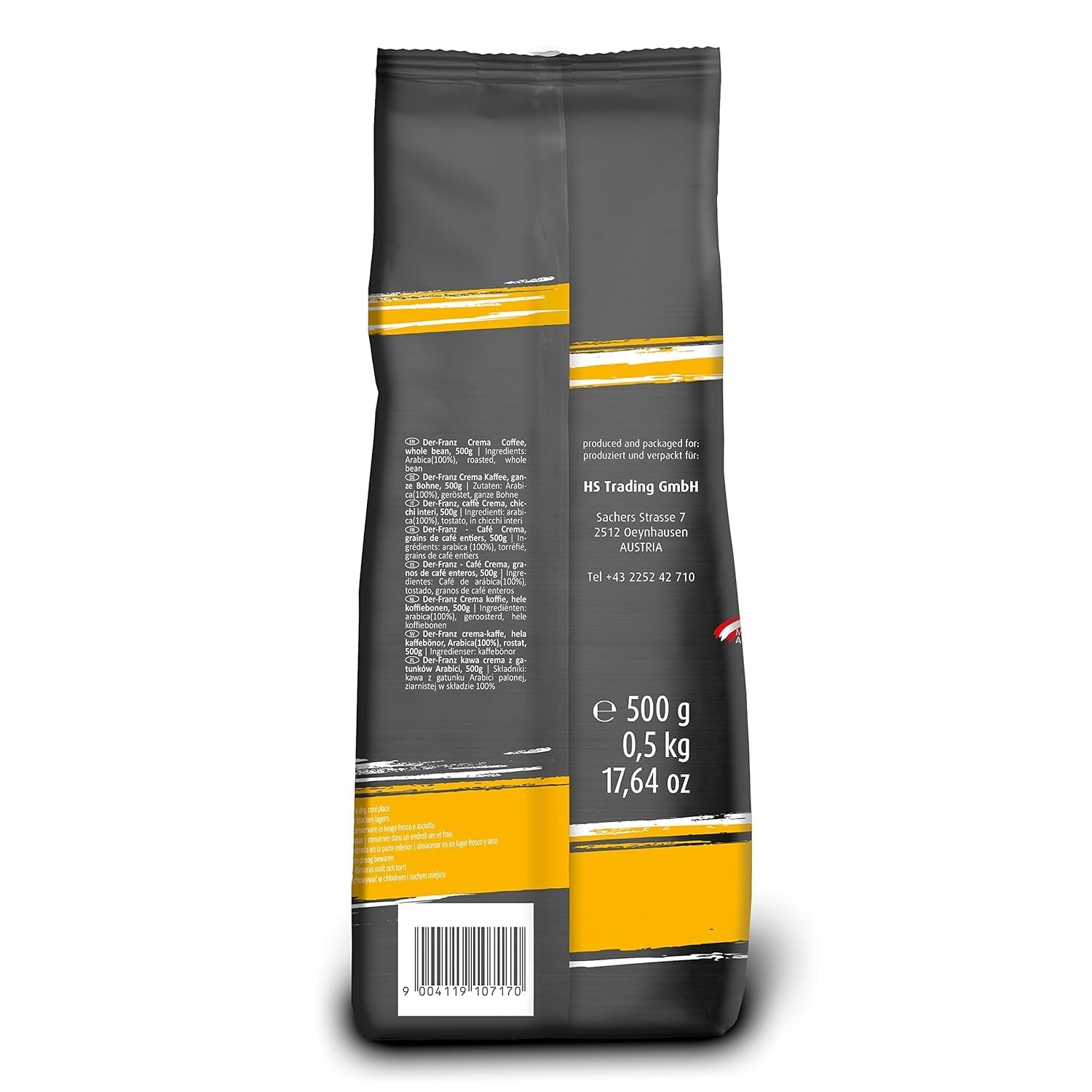 DER-FRANZ Kaffee Crema, Intensità 4/5, 100% Arabica, ganze Kaffeebohnen, 3 x 500 g