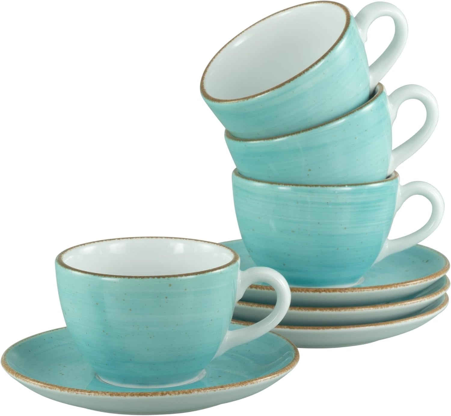 Creatable 34042 Vintage Nature Aqua Series Set di stoviglie da 8 pezzi per 4 tazze da caffè in porcellana Lavabile in lavastoviglie e adatto al microonde Prodotto in Europa