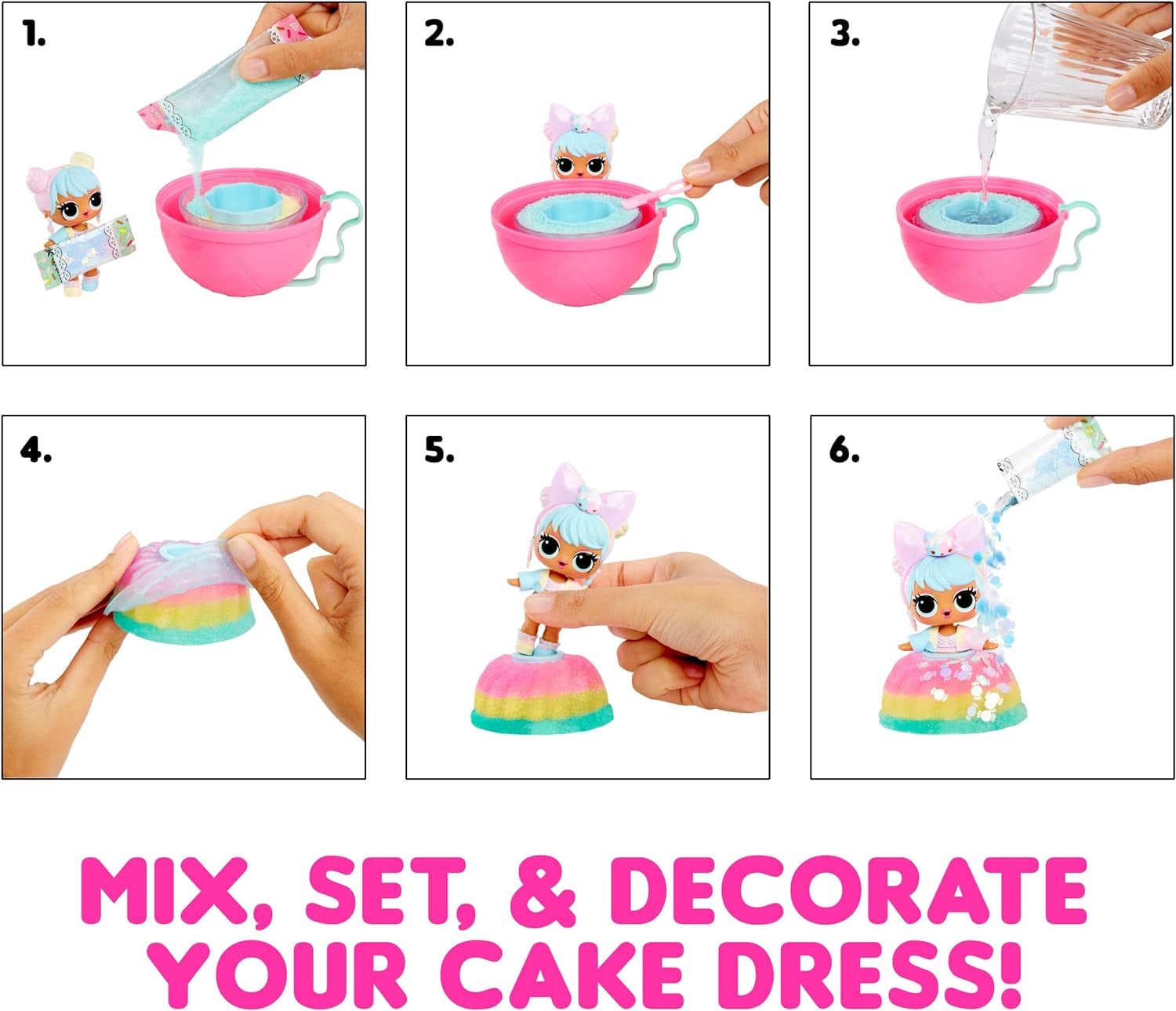LOL Sorpresa! Mix & Make Birthday Cake Tots - Con bambola da collezione, vestito da torta fai da te, "cuocere" e decorare la torta, ingredienti e confettini glitter - Bambola con vestito da torta - Ideale per bambine dai 3 anni in su Naty Shop Dolls