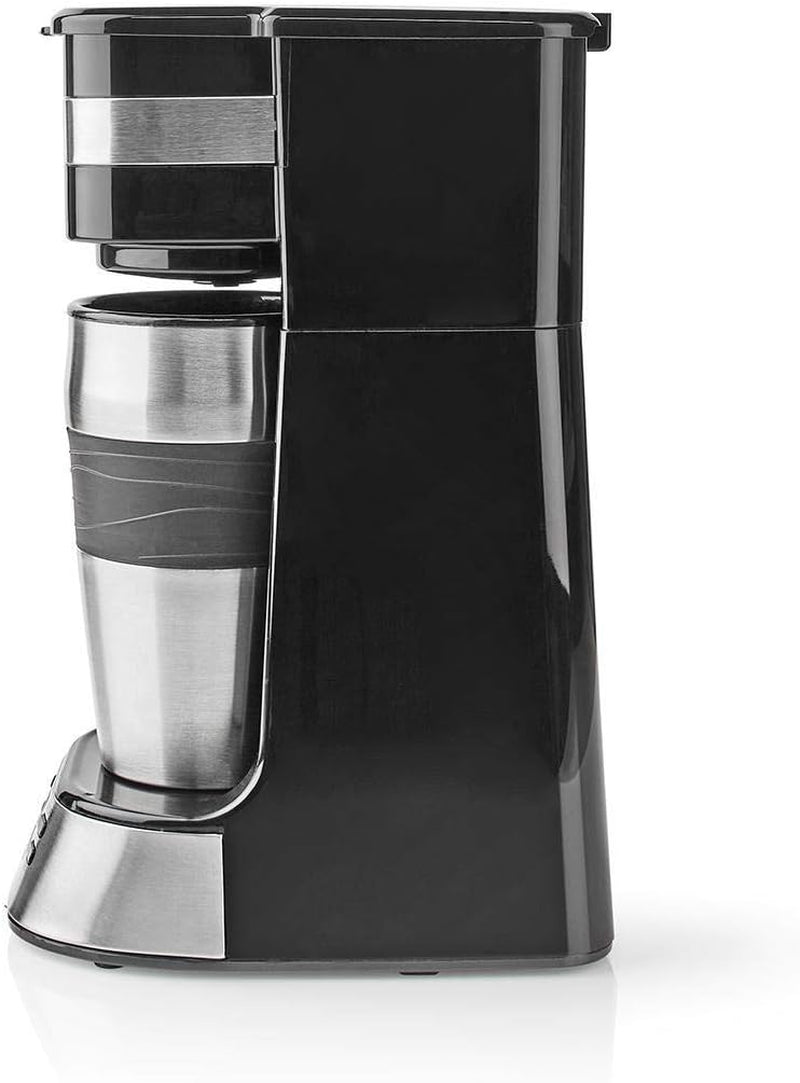 Espressore NEDIS - Caffè filtrato - 0,4 l - 1 tazza - Timer - Nero / Argento