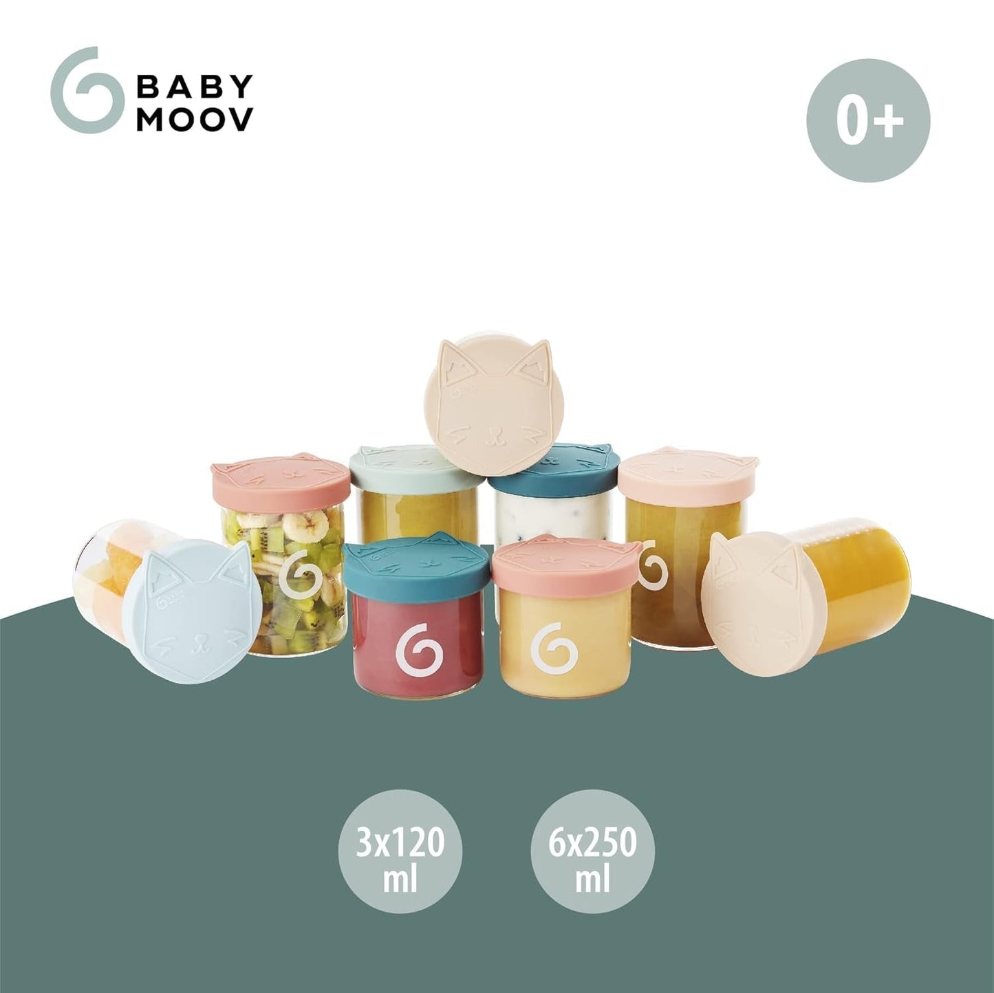 Babymoov ISY BOWLS contenitori per alimenti per bambini in vetro robusto e resistente alla temperatura - per conservare/congelare alimenti per bambini, 6x 250ml + 3x 120ml Contenitori per alimenti Naty Shop