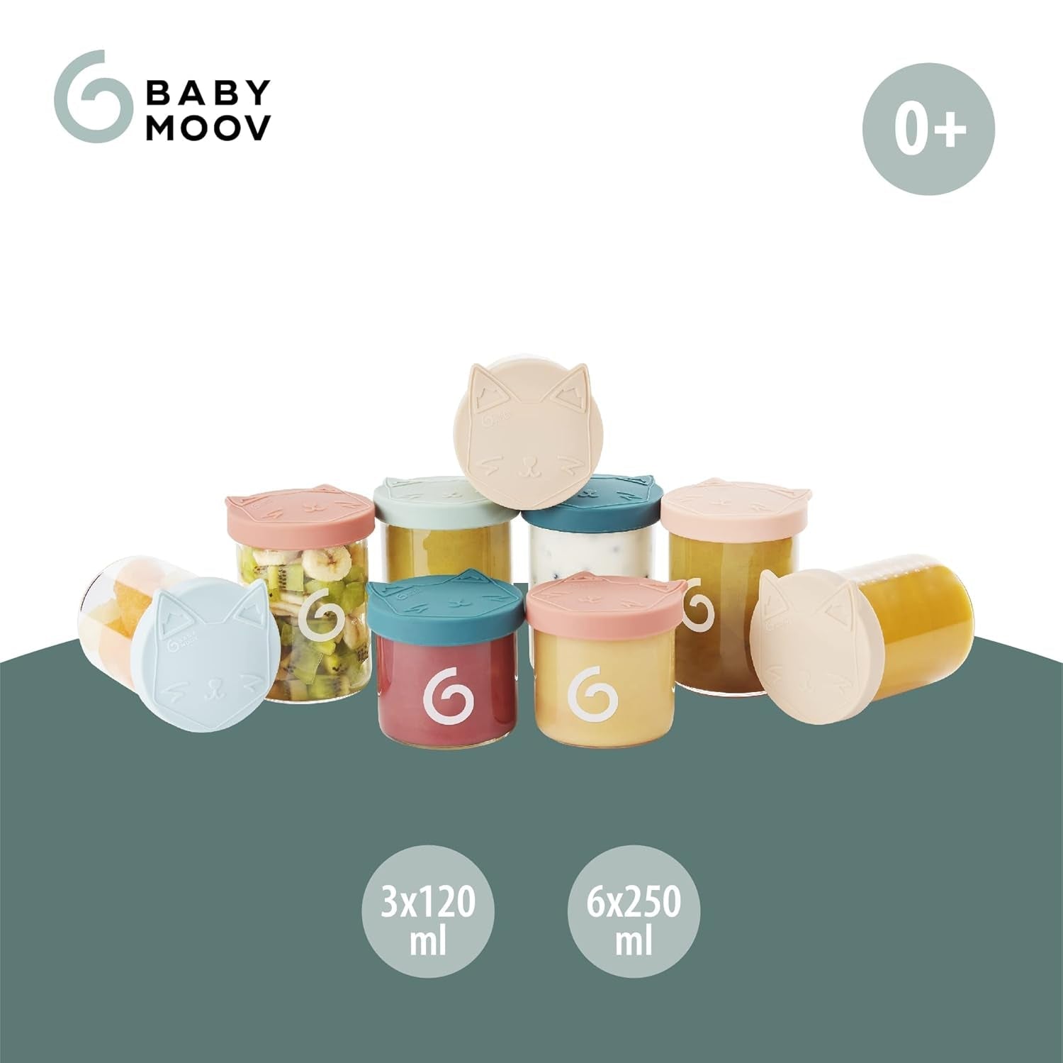 Babymoov ISY BOWLS contenitori per alimenti per bambini in vetro robusto e resistente alla temperatura - per conservare/congelare alimenti per bambini, 6x 250ml + 3x 120ml Contenitori per alimenti Naty Shop