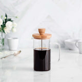 - Caffettiera francese, pressa caffè, caffettiera a pistone, caffettiera francese con filtro, 3 tazze, 0,35 l, acciaio e legno