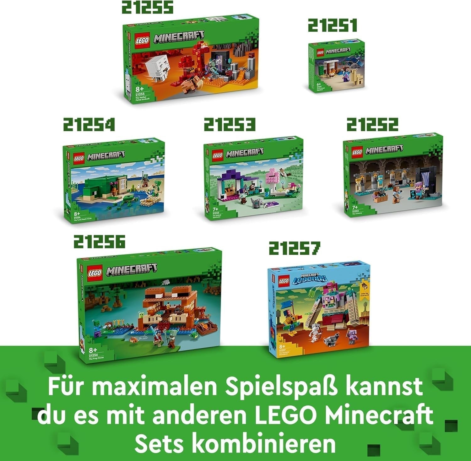 LEGO Minecraft La casa della rana, casa giocattolo con personaggi tra cui zombie, melma e uomo che sta annegando, più accessori come barca giocattolo e banco da lavoro, regalo per ragazzi e ragazze a partire da 8 anni 21256 Set da costruzione Besuche den LEGO-Store