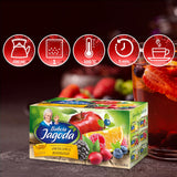 Babcia Jagoda - Tè alla frutta "Fruchtige Verführung" - 20 bustine di tè - Con ibisco, mela, aronia, mora, rosa canina, scorza d'arancia - Sapore intenso di frutta, senza caffeina, vegano, naturale, Cay - 40G