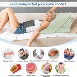 INFANZIA Cuscino a cuneo per letto, Cuscino angolare, Cuscino triangolare, Pieghevole, Memory Foam, Apnea notturna, Reflusso acido, Elevazione delle gambe, Lettura, Verde