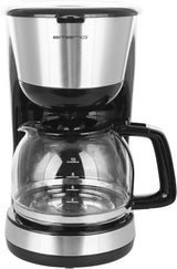 Emerio CME-122933, Macchina da caffè con filtro, 1,25 L per un massimo di 10 tazze di caffè fresco, filtro rimovibile permanente, funzione antigoccia, caraffa in vetro, spegnimento automatico, 1000 watt, nero/argento
