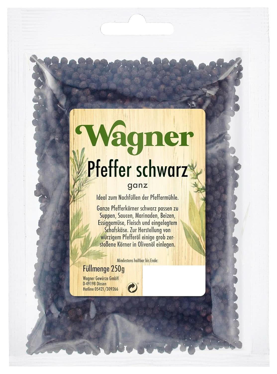 Pepe nero intero, 1 confezione (1 X 250 G) Naty Shop Spezie 250 grammi