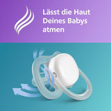 Succhietto Philips Avent Ultra Air - set di 2 succhietti traspiranti senza BPA per bambini a partire da 18 mesi, inclusa custodia per il trasporto e sterilizzazione, Whale/Whale (modello SCF349/24)