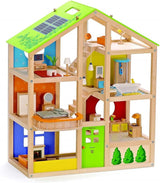 Hape E3401 Casa delle quattro stagioni, arredata e E3500 - Famiglia di bambole, pelle chiara