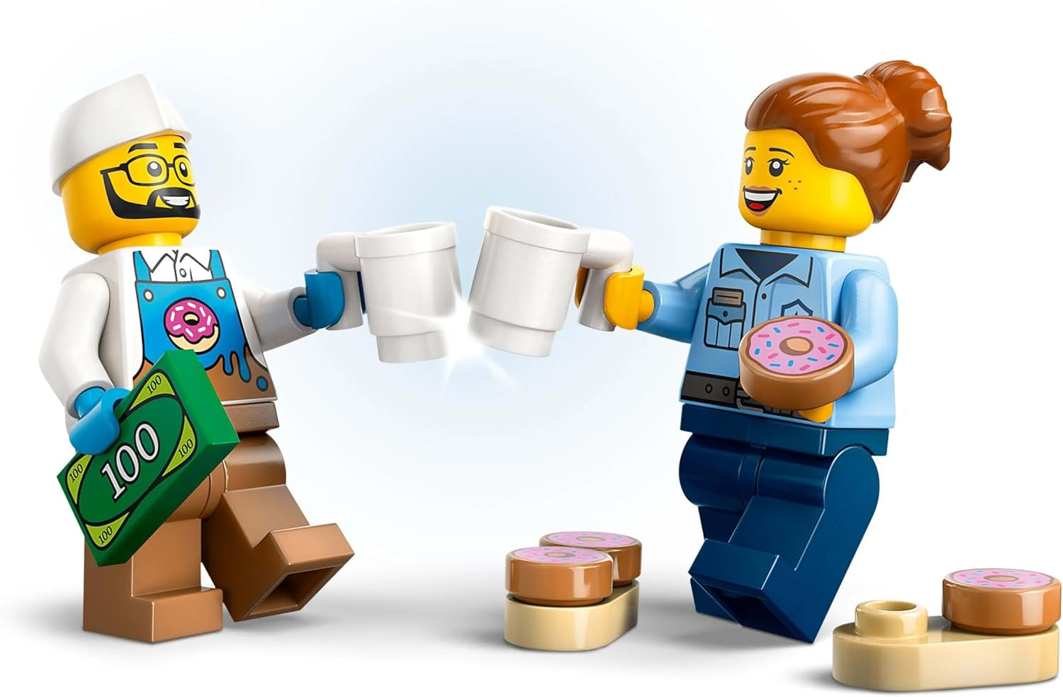 LEGO City Camion delle Ciambelle - Camion giocattolo del cibo con 2 minifigure della polizia - Giocattolo da costruzione per ragazzi e ragazze dai 5 anni in su - Idea regalo per compleanno e vacanze 60452 Set da costruzione Besuche den LEGO-Store