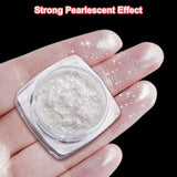 2 Schachteln Weiße Perle Chrom Nagelpuder - Trasparente Aurora Ice Shimmer Chrome Pigment Pulver Für Nägel, Glazed Donut Glitzerpuder Nails Spiegeleffekt-Glitter Nagelkunst-Pulver Für Diy-Salon