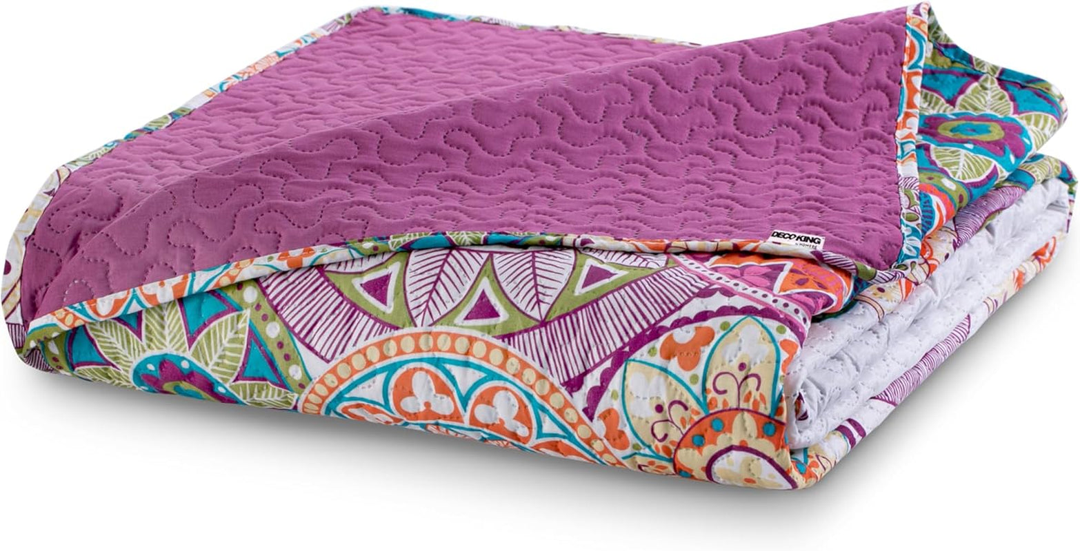 Decoking 12222 Copriletto 200X220 Cm Rosa Viola Bianco Colorato Antracite Copriletto Due Lati Colorato Rosa Bianco Viola Trapuntatura Bibi Letti e Coperte Besuche den DecoKing-Store