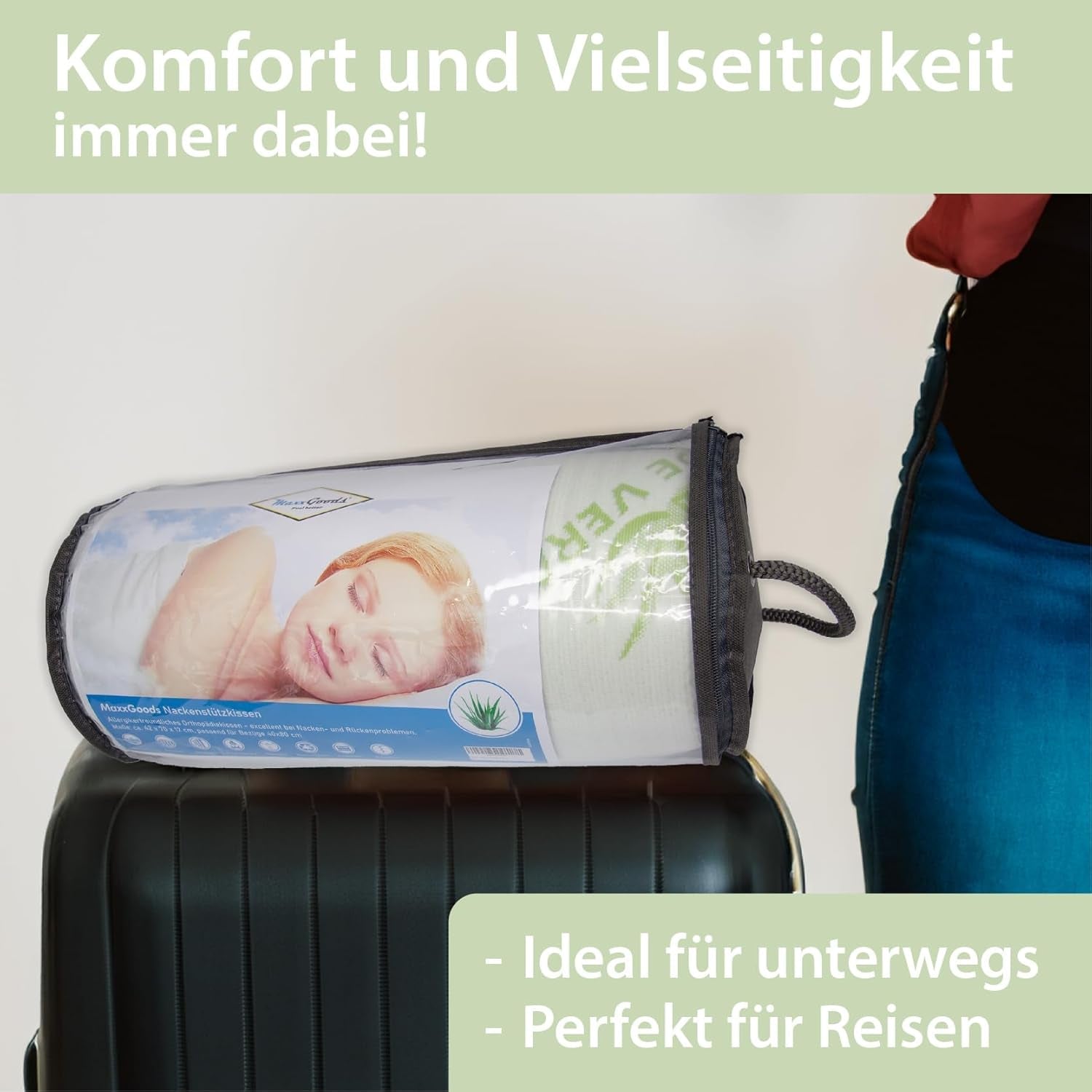 Maxxgoods Cuscino Ortopedico Cuscino di Supporto per Collo in Schiuma di Gel Visco con Fodera Protettiva in Aloe Vera e Fodera Interna in Cotone 100% - Cuscino per Pancia, Schiena e Chi Dorme sul fianco (42 Cm X 70 Cm X 12 Cm) Cuscini Ortopedici Cervicali Naty Shop