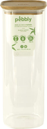 Set di 3 contenitori quadrati in vetro con coperchio in bambù-800ml, vetro borosilicato, bambù, silicone, naturale, 11 x 11 x 11 cm Scatole per alimenti Naty Shop 11 X 11 X 30 cm