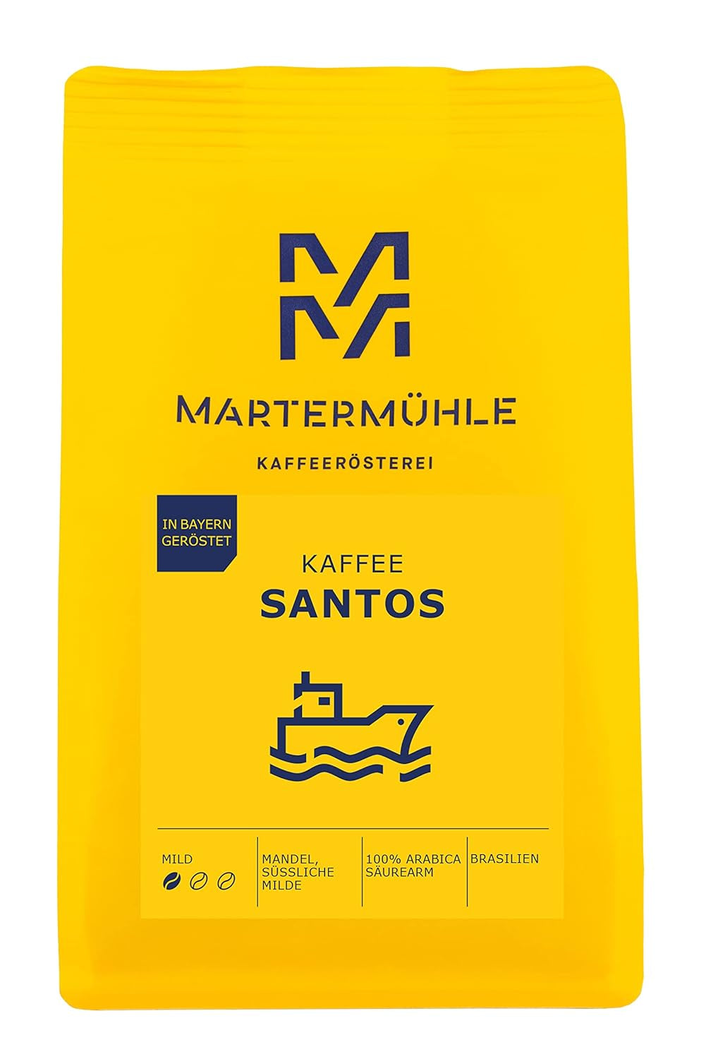 Martermühle Santos Kaffeebohnen 1kg delicato I Arabica I Aroma: Mandorla, Süssliche Milde I Ganze Kaffee-Bohnen schonend geröstet, säurearm