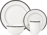 Servizio da tavola da 16 pezzi Amazon Basics Coffee con bordo nero per 4 persone