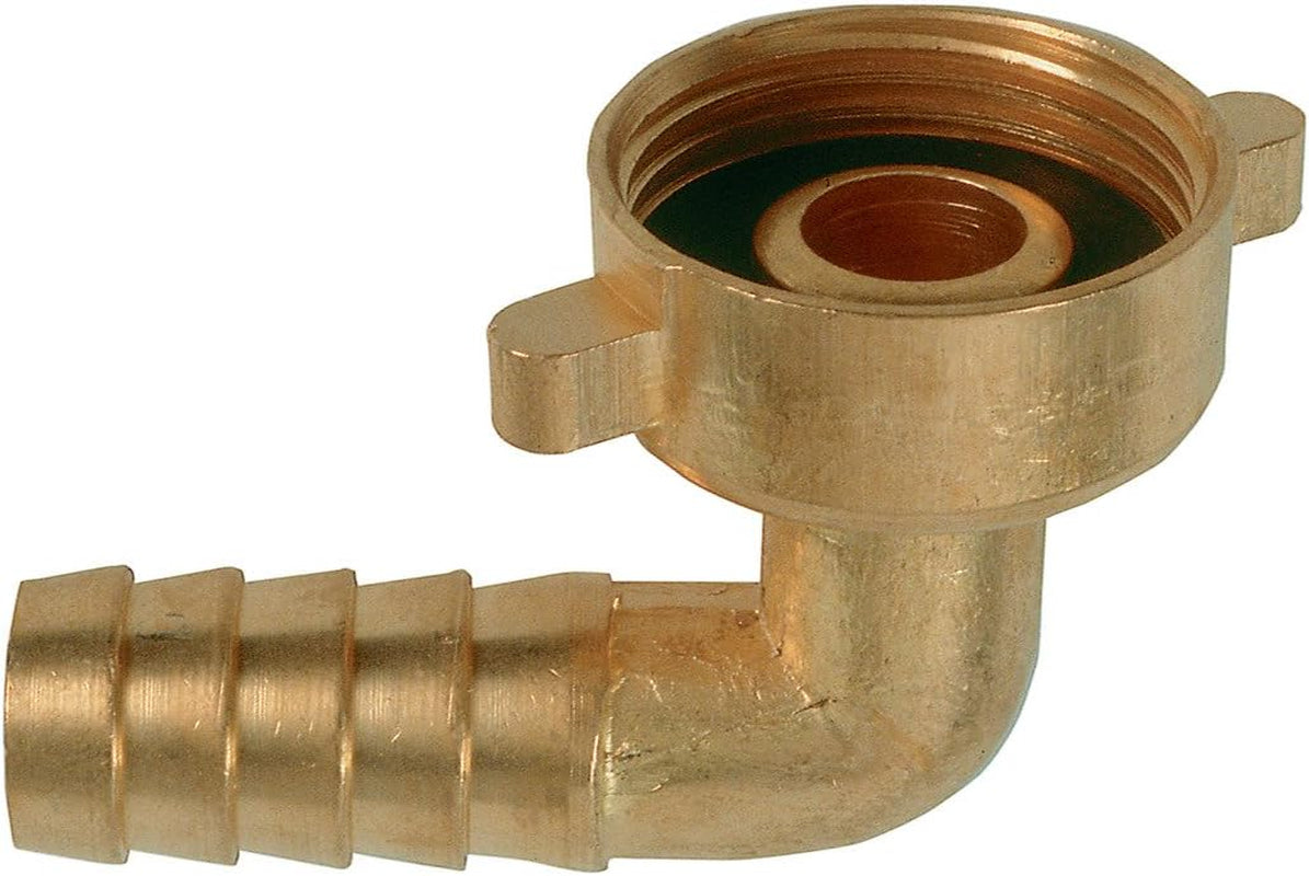 Gomito 90° cornuto, filetto femmina 3/4", per rubinetti con filetto maschio 3/4" più tubi acqua 1/2", ottone / irrigazione giardino / FLOR92400, multicolore