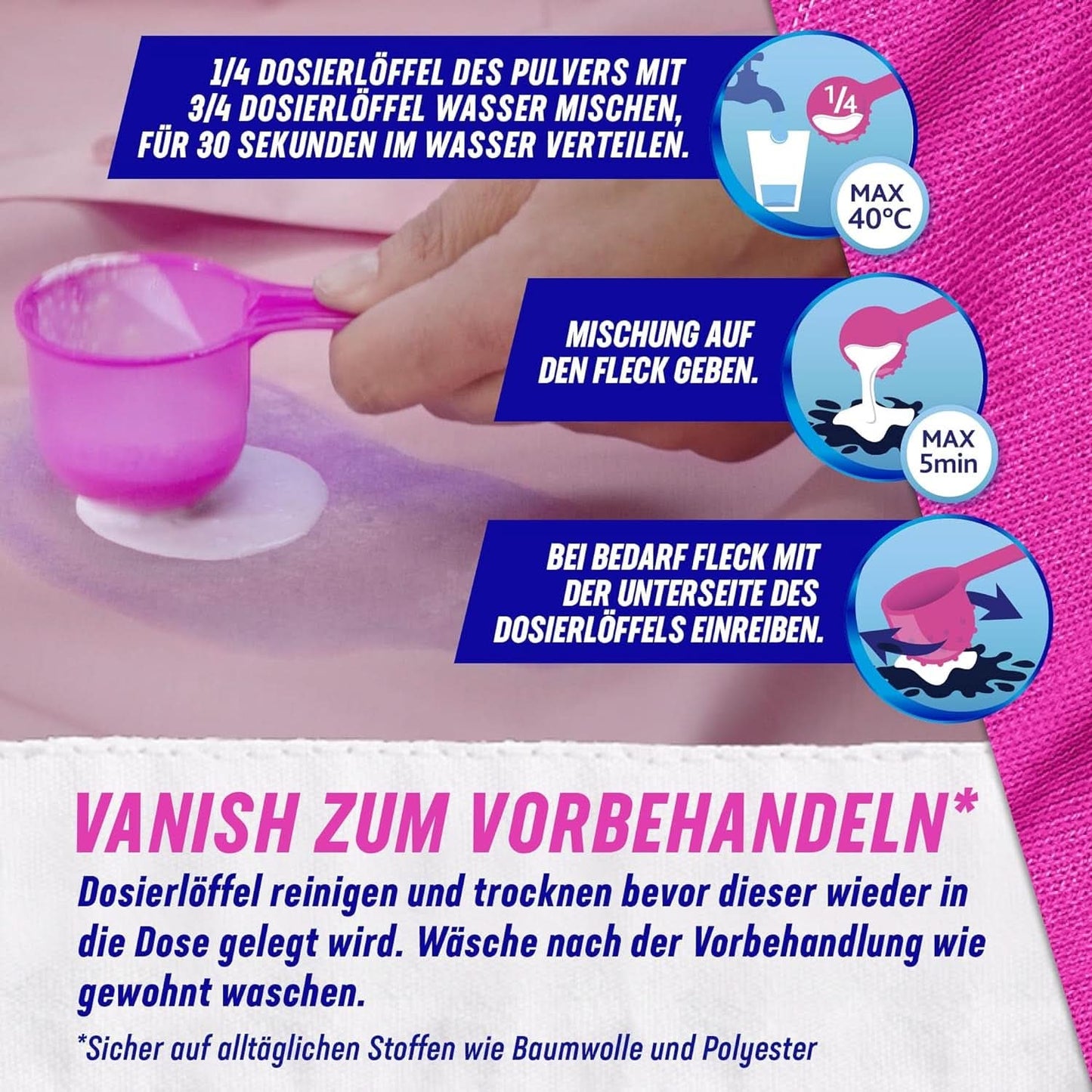 Vanish Oxi Action Powder Pink - 1.125 Kg - polvere smacchiante e migliorativa senza cloro - per bucato colorato Detersivi Bucato Naty Shop