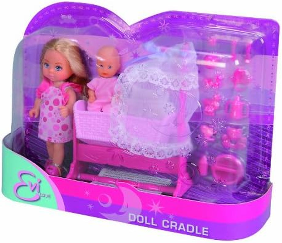 Simba 105736242 - Evi Love Doll Cradle 2 assortiti Evi come tata con culla e bambola alla moda da 12 cm per 3 anni e oltre