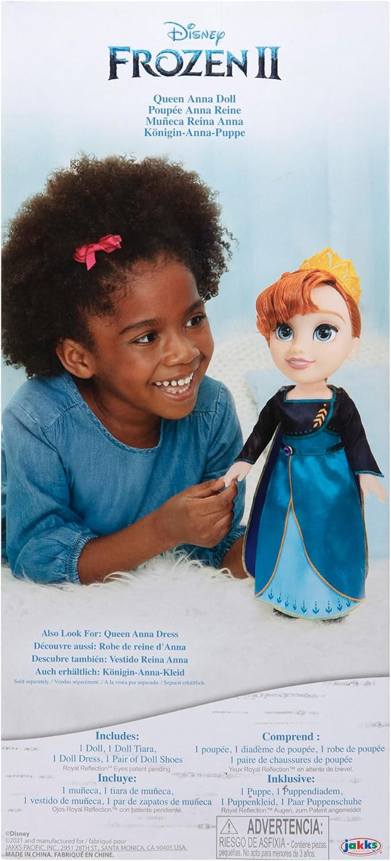 Disney Frozen 2 Anna Doll - una bambola snodabile alta 35 cm con un iconico abito alla moda con lo stemma di Arendelle e una tiara per un divertimento in più, per ragazze dai 3 anni in su
