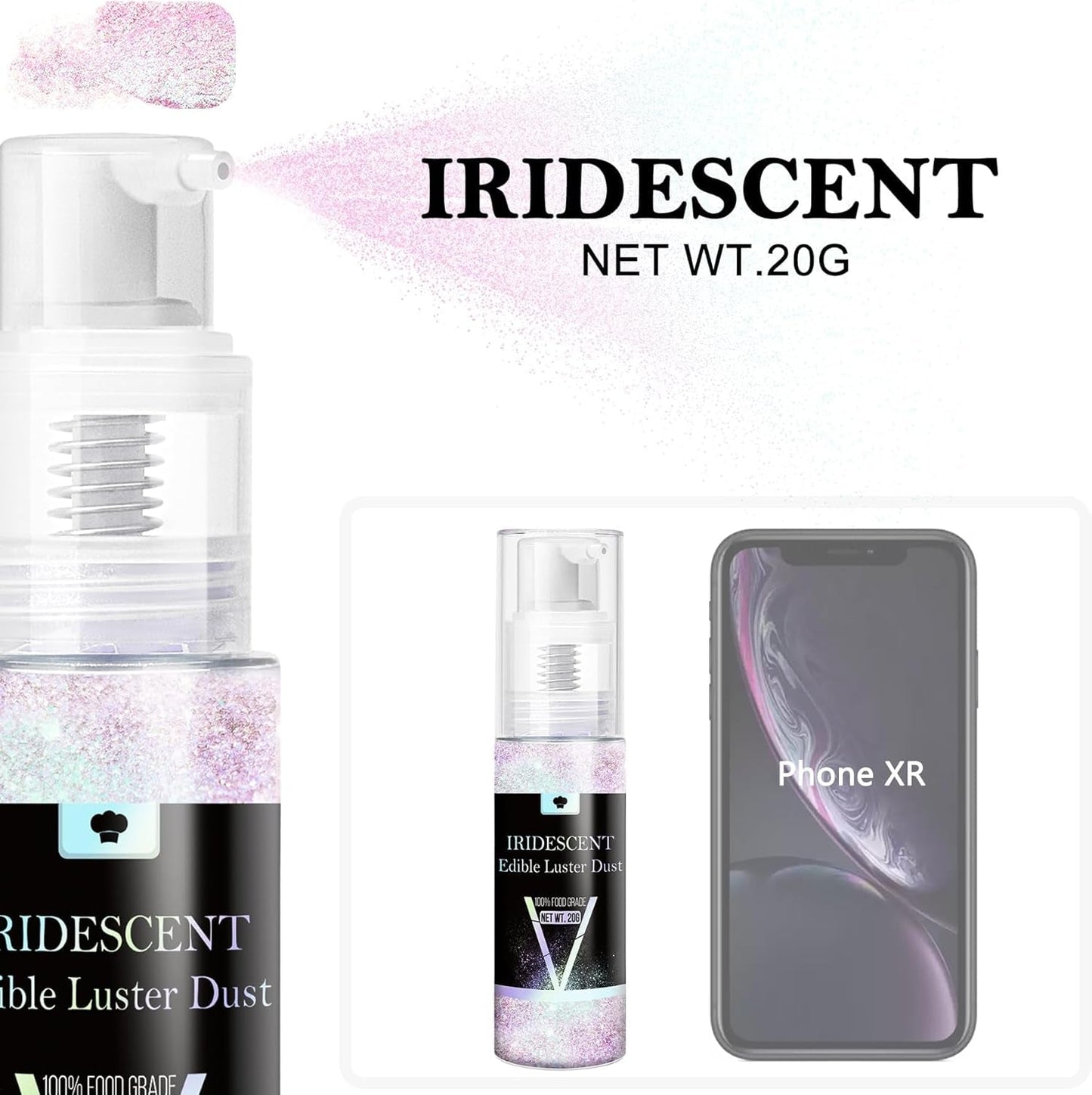 Set spray commestibile con glitter - Polvere glitter iridescente da 20 g per bevande, champagne, torte - Colorante alimentare metallico commestibile per cocktail, vino, liquori, dolci, torte