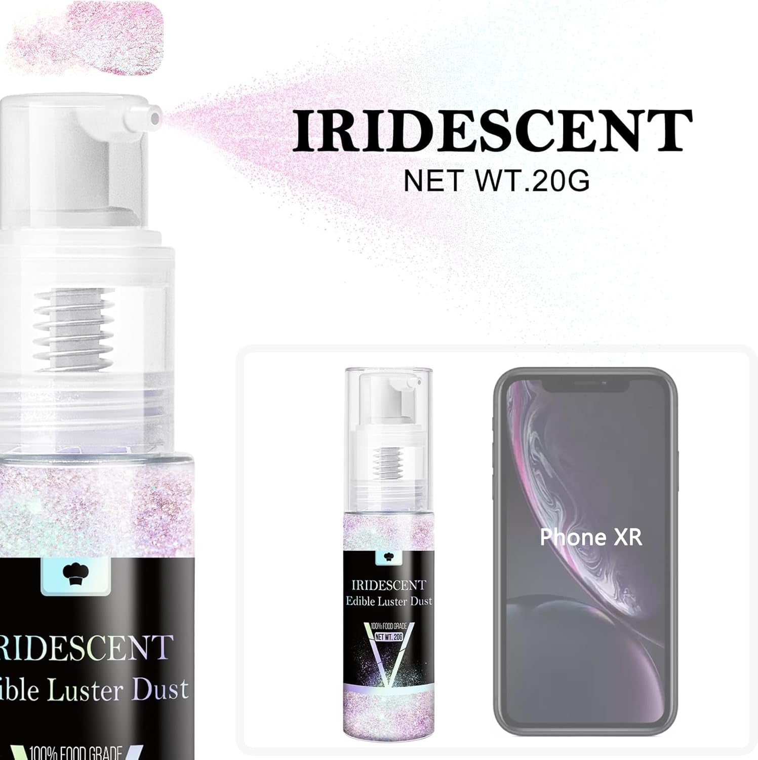 Set spray commestibile con glitter - Polvere glitter iridescente da 20 g per bevande, champagne, torte - Colorante alimentare metallico commestibile per cocktail, vino, liquori, dolci, torte