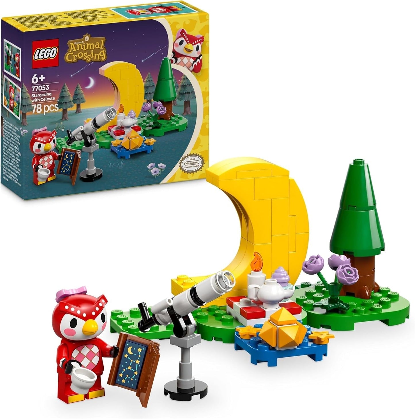 LEGO Animal Crossing Osservare le stelle con Eufemia, Set da costruzione per bambini, Set di videogiochi di ruolo fantasioso, Giocattolo per ragazze e ragazzi di 6 anni, Figure di animali giocattolo 77053 Set da costruzione Besuche den LEGO-Store Titolo predefinito