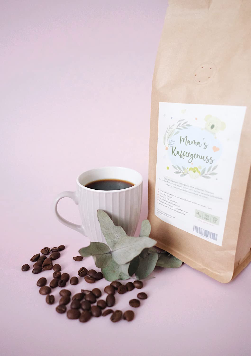 Mama's Coffee Pleasure®binky - Cremoso in grani di caffè espresso decaffeinato - decaffeinizzazione naturale con CO² - leggermente tostato a tamburo in Italia - ideale durante e dopo la gravidanza