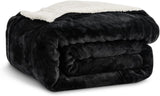 Coperta in pile Kono Sherpa, 150 x 200 cm, morbida, accogliente, soffice, reversibile, in microfibra, coperte fisse per letto, divano, divano (blu navy, matrimoniale/matrimoniale) Letti e coperte Besuche den KONO-Store Nero Twin/Double