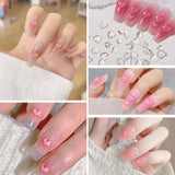 Ciondoli per nail art a forma di cuore 3D, 320 pezzi di ciondoli per unghie in acrilico sottile, strasssteine ​​a forma di cuore con retro piatto 4Mm 6Mm 8Mm Decorazioni per la decorazione di decorazioni per donne e ragazze (4Mm 6Mm 8Mm)