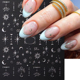 Adesivi per unghie metallizzati argento 3D, adesivi per unghie per donne, stella, luna, sole, lamina per unghie, adesivi autoadesivi, adesivi per unghie farfalla, adesivi per unghie, accessori per design delle unghie, 8 pezzi