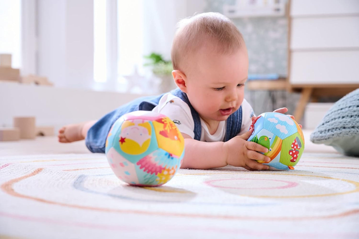 HABA Babyball Rainbow World - Palla morbida a partire da 6 mesi con motivi meteorologici colorati, Ø 11 cm, perfetta per la prima cattura e per giocare con la palla - 1306318001 Jucarii Bebe Naty Shop