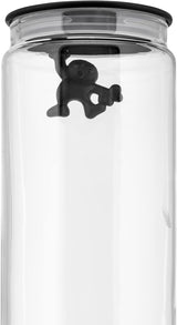 Alessi Barattolo da cucina in vetro "Gianni" con coperchio sigillato, resina termoplastica, nero, 27,5 x 13,5 x 28 cm Contenitori per alimenti Naty Shop