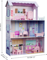 Casa delle bambole gigante Small World di Olivia, grande casa delle bambole in legno con mobili e accessori, casa delle bambole a 3 piani per bambini, casa delle bambole per bambole da 12 pollici, 3 anni + Naty Shop Dollhouses