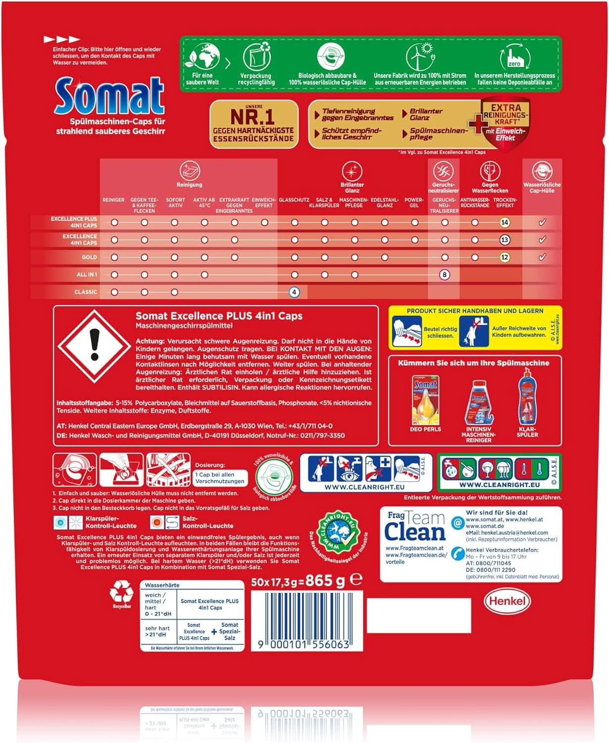 Somat Excellence plus 4In1 Caps (50 Caps), pastiglie per lavastoviglie Naty Shop