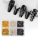 Mini Metall Nieten Punk Nail Charms Oro Argento Strasssteine ​​​​Nägel Charm Kegel Spikes Nagelschmuck Glitzersteine ​​​​Borchie per nail art Nagel Steine ​​​​Legierung Nagelanhänger Strass Nageldesign Zubehör
