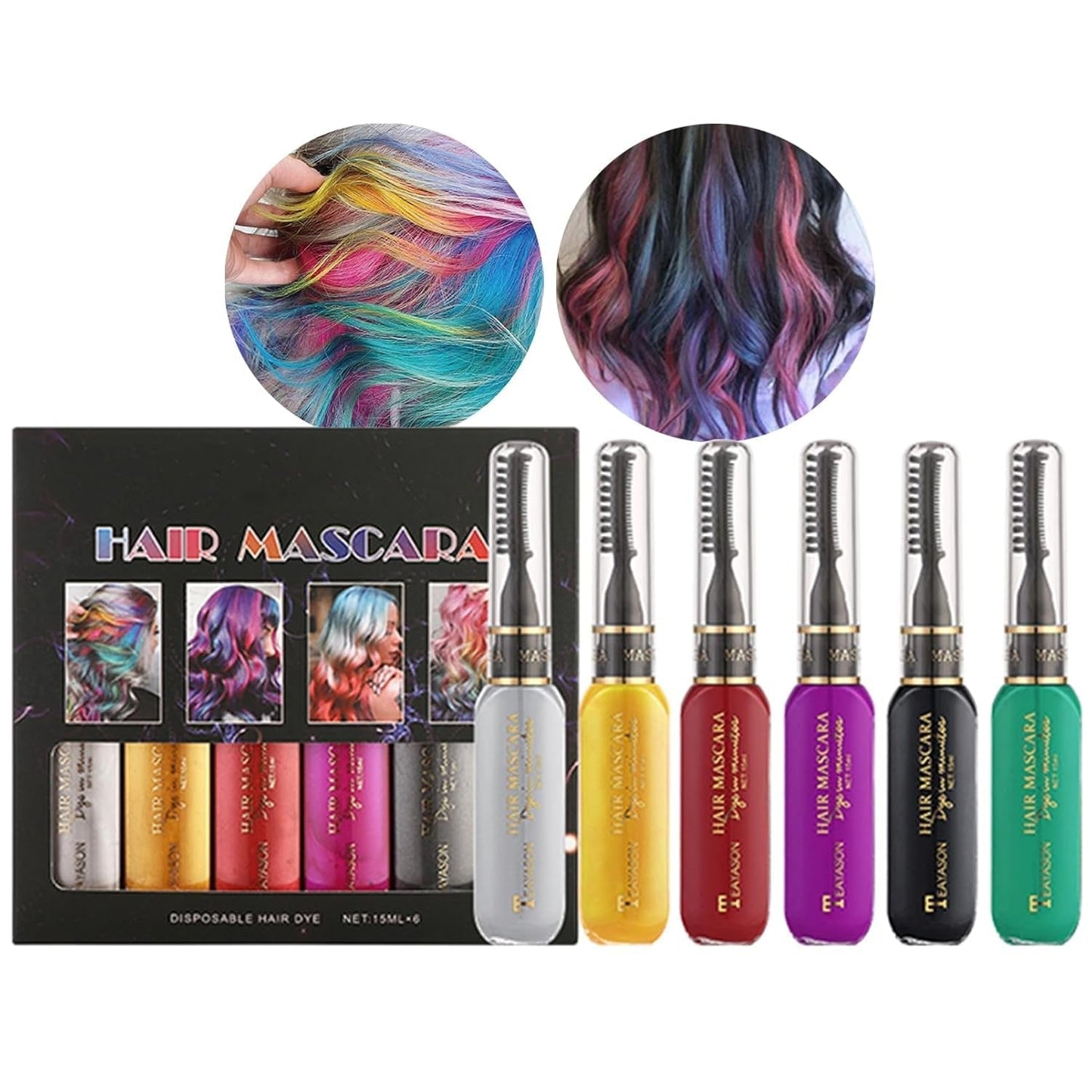 Tintura Per Capelli Istantanea 6 Colori Mascara Temporaneo Per Ragazze E Donne Gesso Per Capelli Lavabile Mascara Per Capelli Arcobaleno Tintura Per Capelli Per Carnevale Halloween Cosplay Festa Di Compleanno (A) Naty Shop Tintura Per Capelli B 90 Ml (1 Confezione)